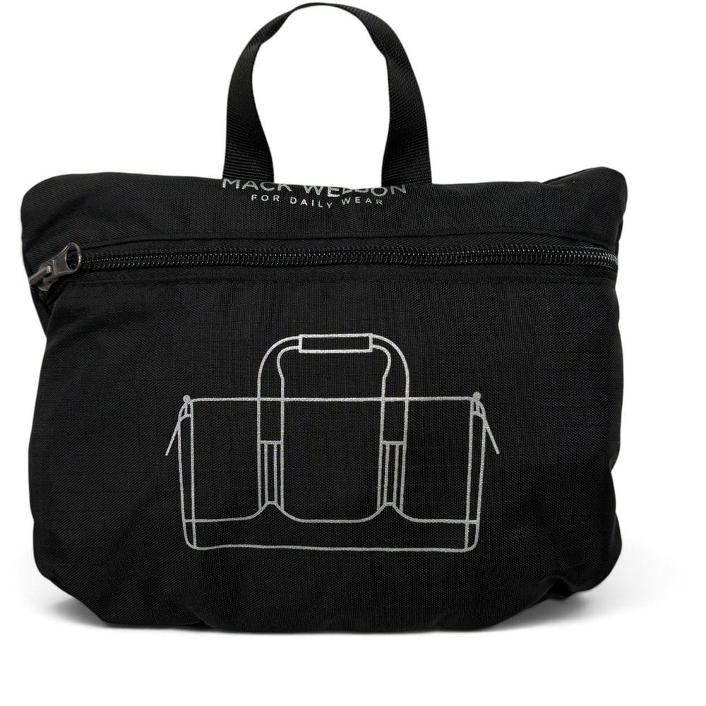 Mack Weldon Packable Duffel Bag Black Reinforced Ripstop Nylon Water Resistant